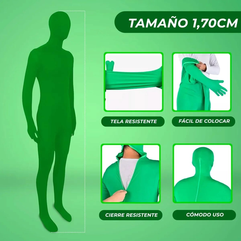 TRAJE VERDE CUERPO COMPLETO PARA FOTOGRAFIA Y VIDEO CHROMA - 2