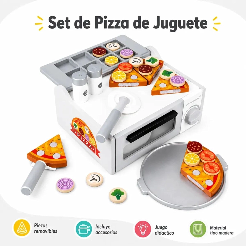 SET DE COCINA DE JUGUETE CON HORNO PARA PIZZA Y ACCESORIOS - 2