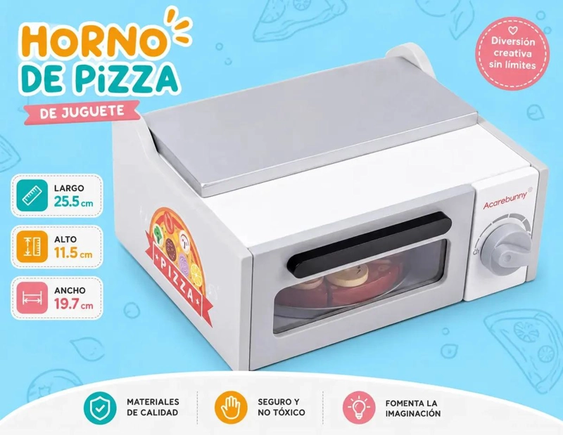 SET DE COCINA DE JUGUETE CON HORNO PARA PIZZA Y ACCESORIOS - 8