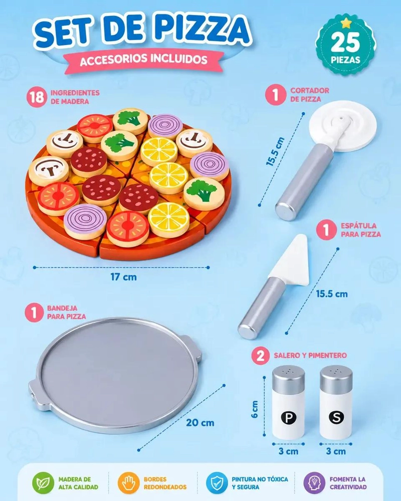 SET DE COCINA DE JUGUETE CON HORNO PARA PIZZA Y ACCESORIOS - 9