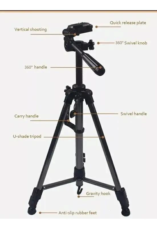 TRIPODE PROFESIONAL UNIVERSAL DE ALUMINIO PARA CAMARA Y CELULAR - 4