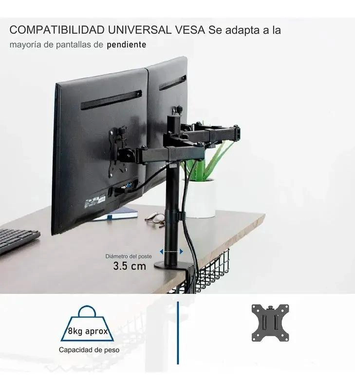 SOPORTE AJUSTABLE PARA DOS MONITORES DE 15 A 33 PULGADAS - 3