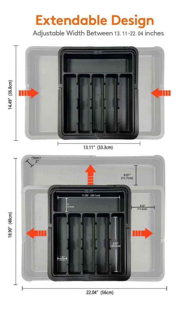 ORGANIZADOR DE CUBIERTOS EXTENSIBLE CON SOPORTE PARA CUCHILLOS - 3