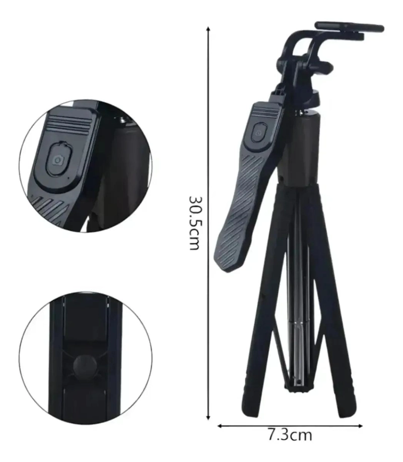 TRIPODE 2 EN 1 PALO SELFIE ALTURA 160 CM ROTACION 360° - 5