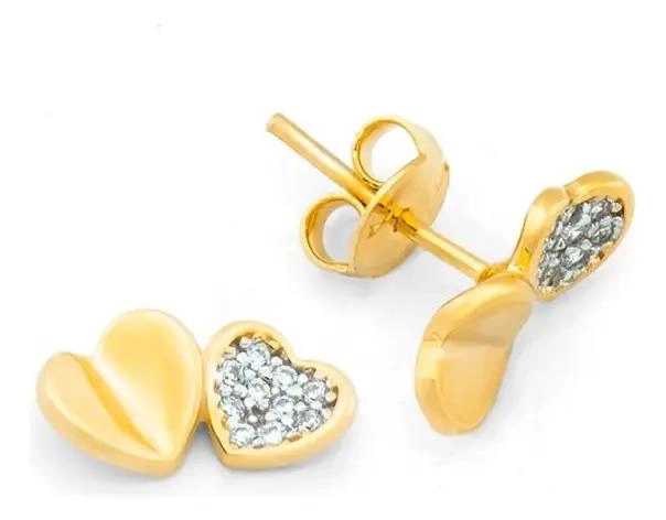 AROS ELEGANTES BAÑADOS EN ORO CON CIRCONES DE ALTA CALIDAD - 1