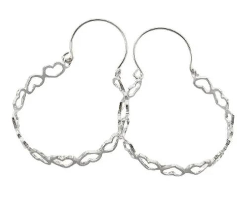 PENDIENTES AROS DE PLATA 925 CON DISEÑO DE CORAZONES - 1