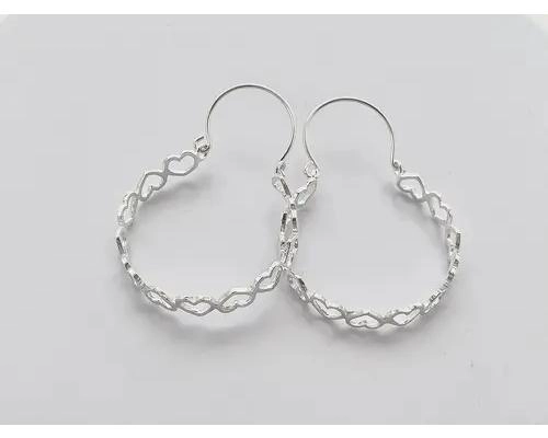 PENDIENTES AROS DE PLATA 925 CON DISEÑO DE CORAZONES - 3
