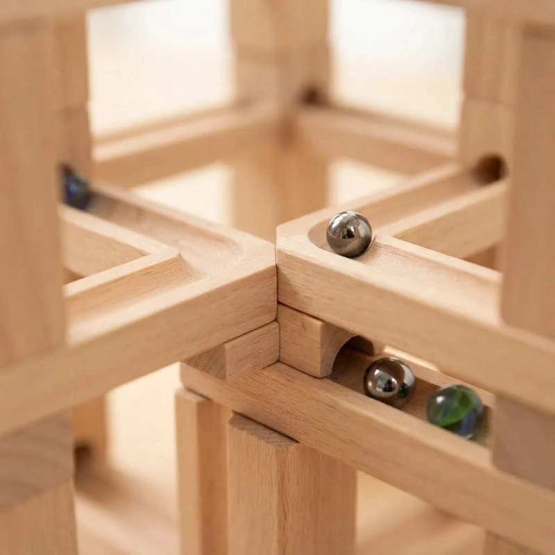 PISTA DE CANICAS DE MADERA 60 PIEZAS PARA JUGAR Y APRENDER - 5