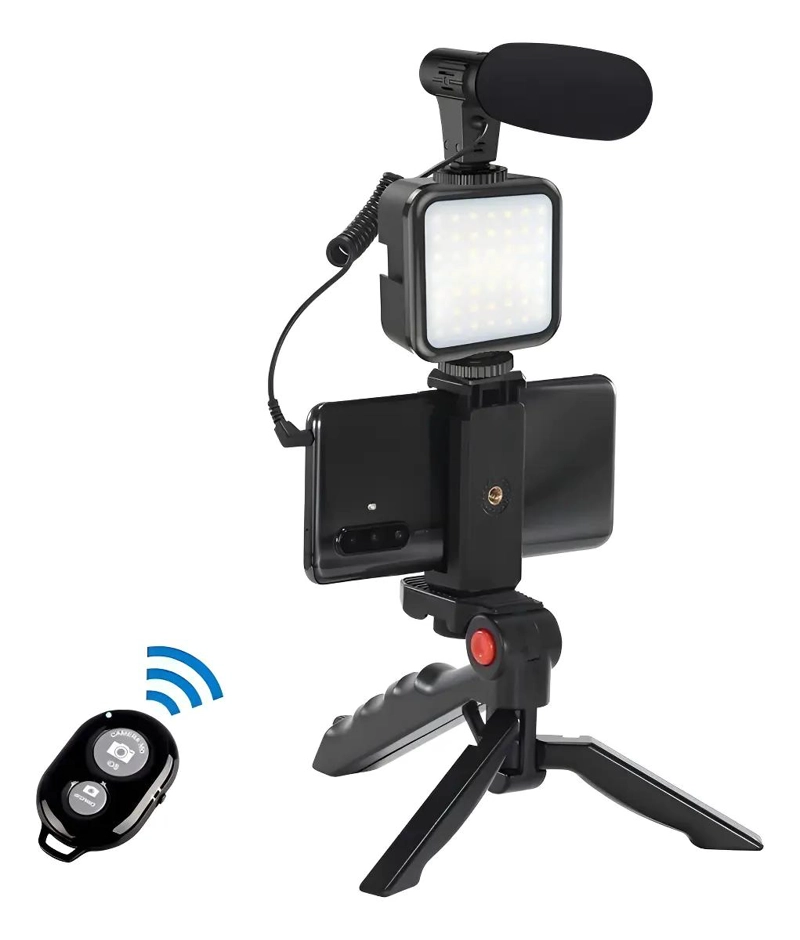 KIT VLOGGER CON LUZ LED Y MICROFONO UNIDIRECCIONAL PARA CREADORES - 1