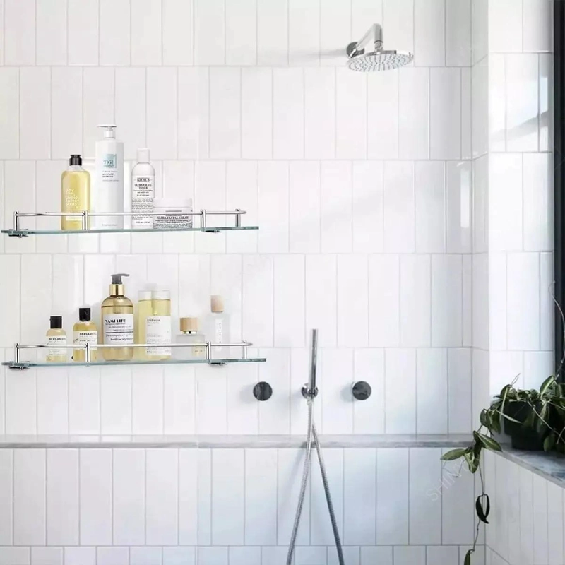ESTANTE ESQUINERO DE VIDRIO PARA BAÑO CON 3 NIVELES - 2