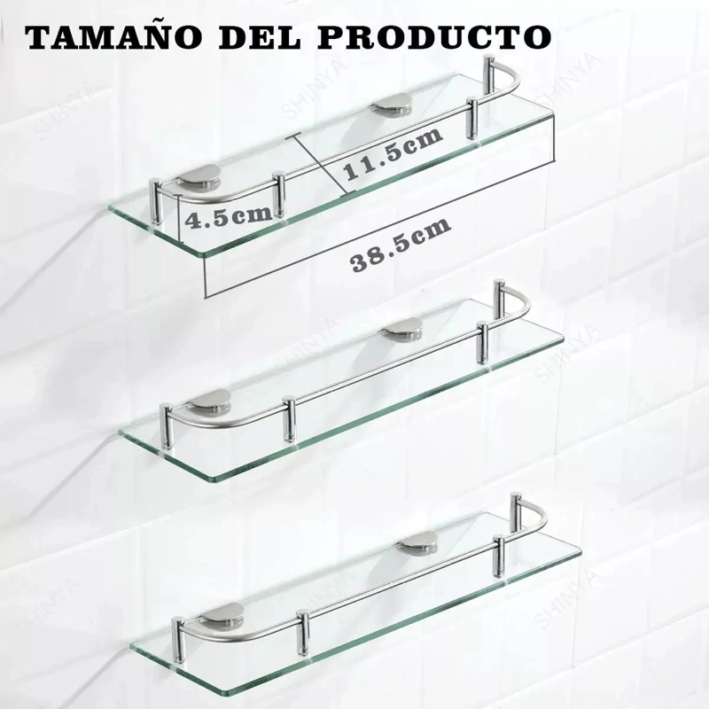 ESTANTE ESQUINERO DE VIDRIO PARA BAÑO CON 3 NIVELES - 3
