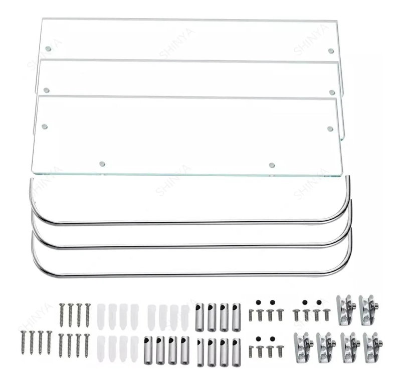 ESTANTE ESQUINERO DE VIDRIO PARA BAÑO CON 3 NIVELES - 5