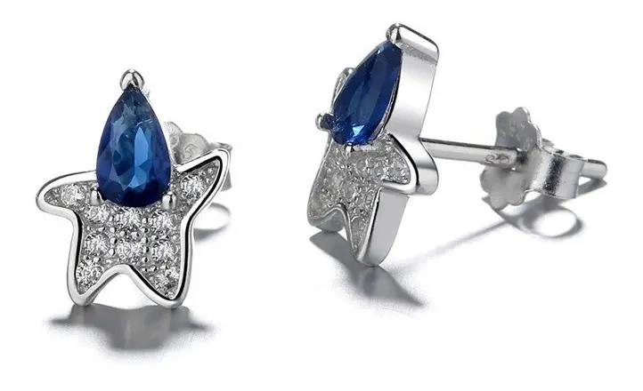 AROS DE PLATA 925 CON ESTRELLA DE MAR Y CIRCONES - 1