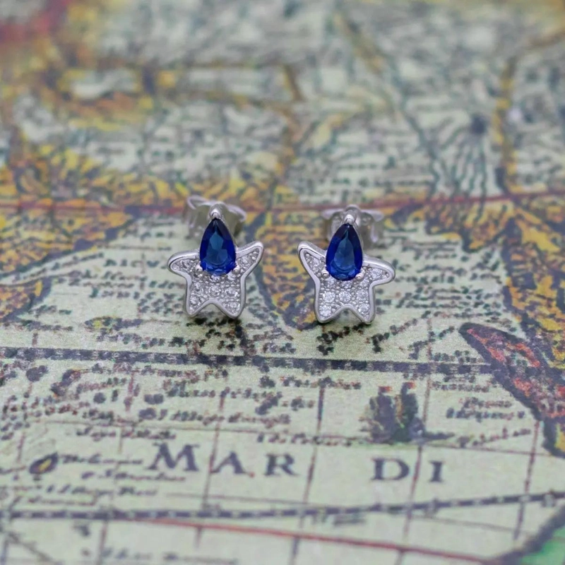 AROS DE PLATA 925 CON ESTRELLA DE MAR Y CIRCONES - 2