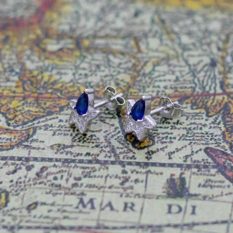 AROS DE PLATA 925 CON ESTRELLA DE MAR Y CIRCONES - 5