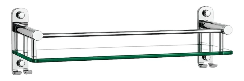 ESTANTE DE VIDRIO PARA BAÑO CON GANCHOS DE ACERO INOXIDABLE - 1