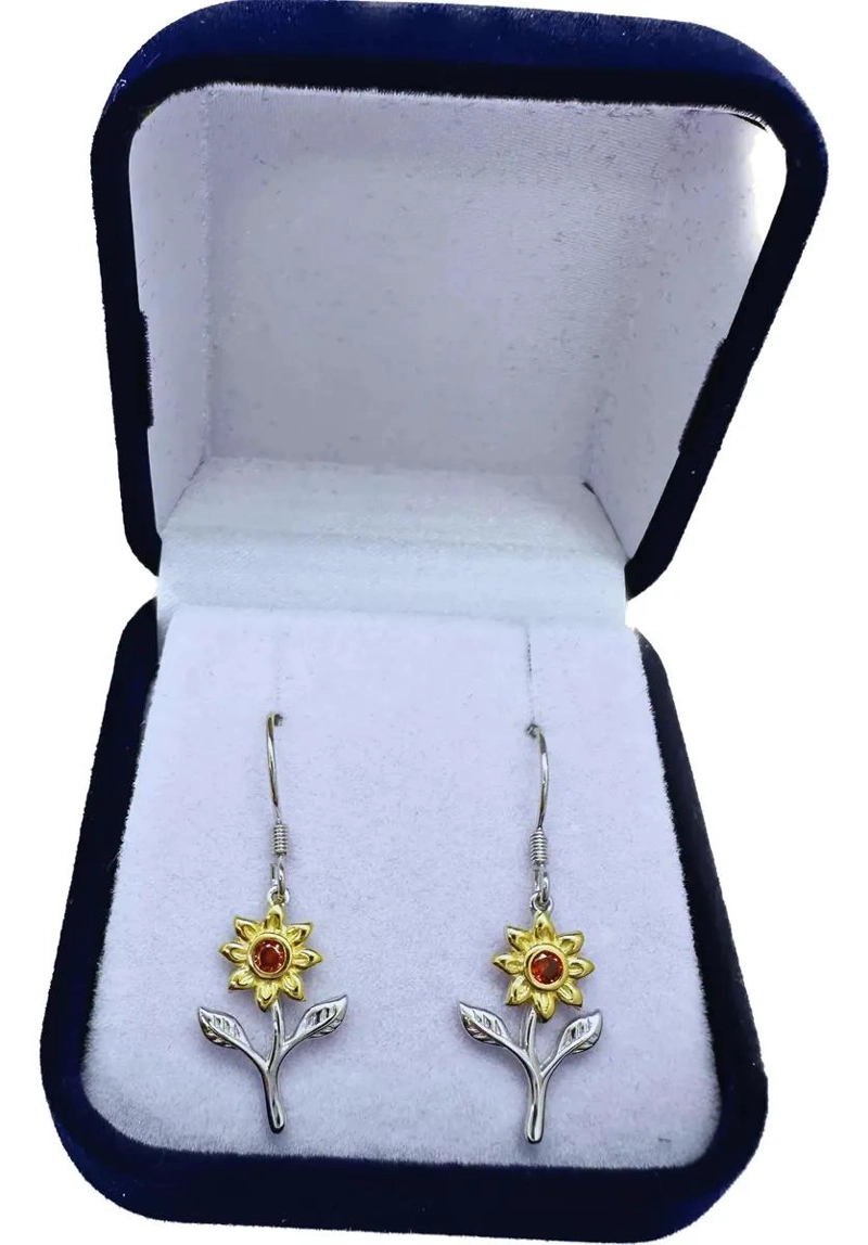 AROS COLGANTES DE GIRASOL EN PLATA DE LEY 925 PARA MUJER - 2
