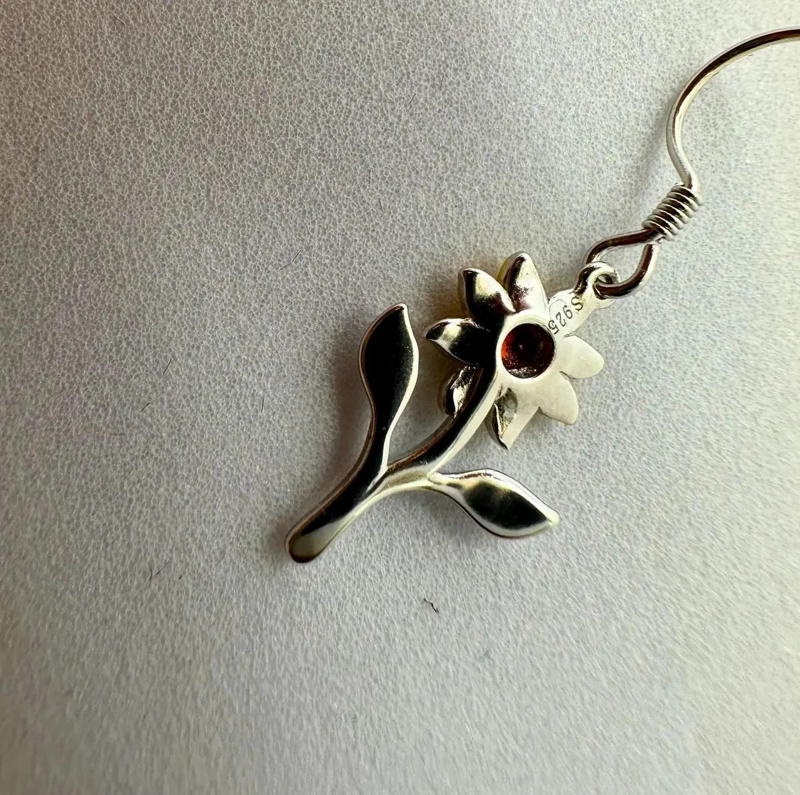 AROS COLGANTES DE GIRASOL EN PLATA DE LEY 925 PARA MUJER - 3