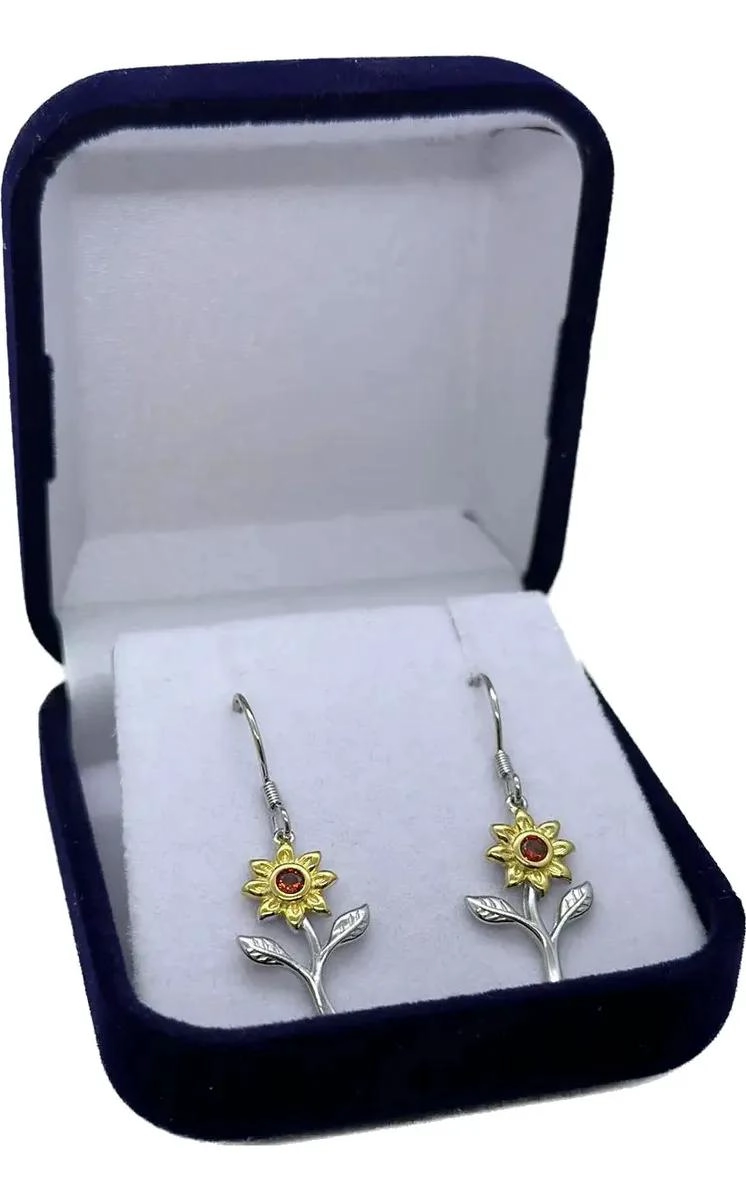 AROS COLGANTES DE GIRASOL EN PLATA DE LEY 925 PARA MUJER - 4