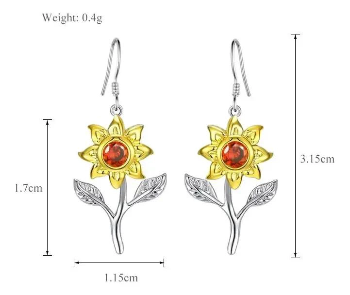 AROS COLGANTES DE GIRASOL EN PLATA DE LEY 925 PARA MUJER - 5