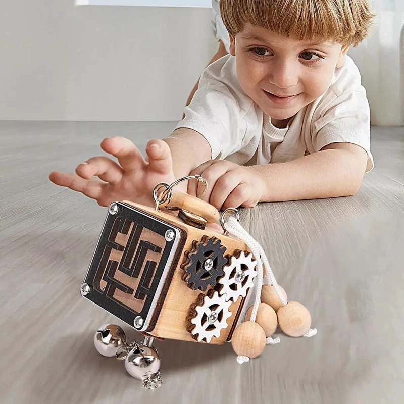 CUBO SENSORIAL DE MADERA PARA APRENDIZAJE INFANTIL - 5