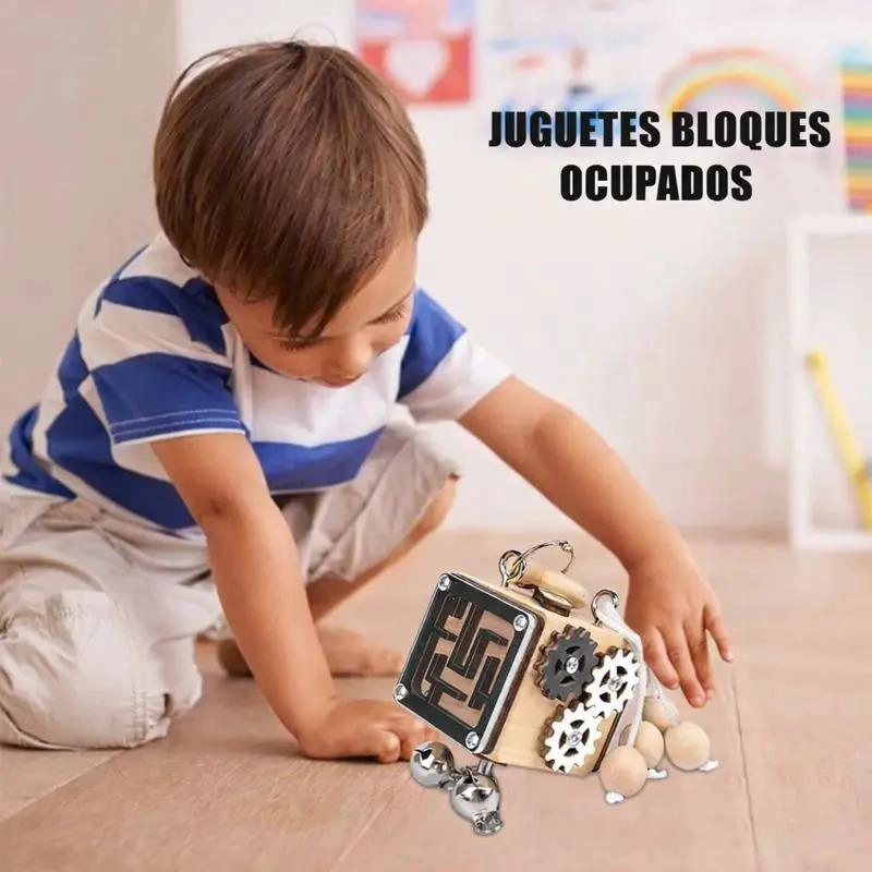 CUBO SENSORIAL DE MADERA PARA APRENDIZAJE INFANTIL - 7