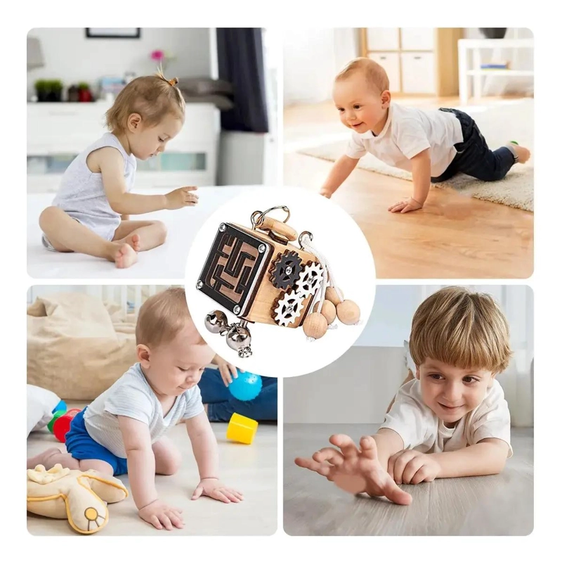 CUBO SENSORIAL DE MADERA PARA APRENDIZAJE INFANTIL - 8