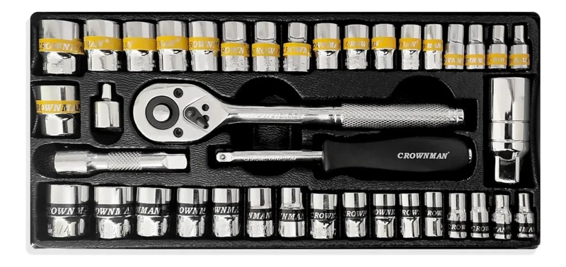 JUEGO DE DADOS MECANICO 40 PIEZAS CON CAJA METALICA - 4