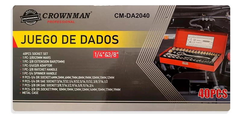 JUEGO DE DADOS MECANICO 40 PIEZAS CON CAJA METALICA - 5