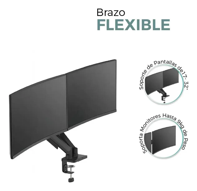 SOPORTE DOBLE PARA ESCRITORIO PARA MONITORES DE 17 A 32 PULGADAS - 2