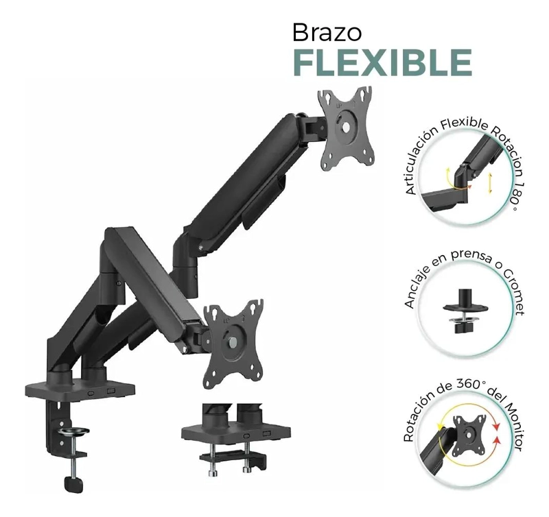 SOPORTE DOBLE PARA ESCRITORIO PARA MONITORES DE 17 A 32 PULGADAS - 3