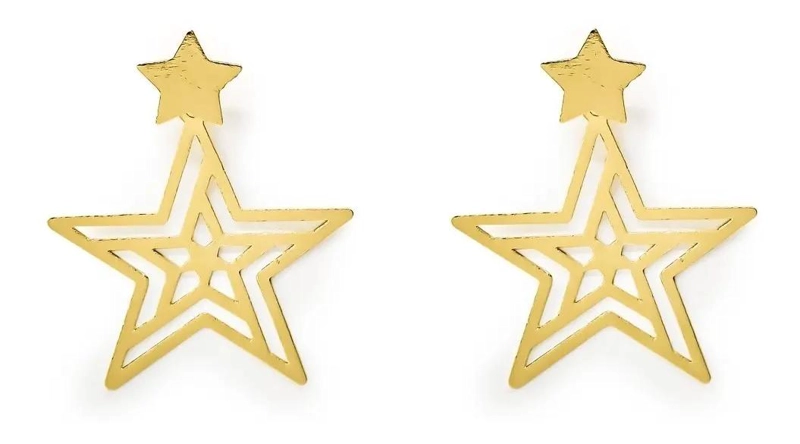 AROS DE ESTRELLAS ENCHAPADOS EN ORO 18K HIPOALERGE NICOS - 1