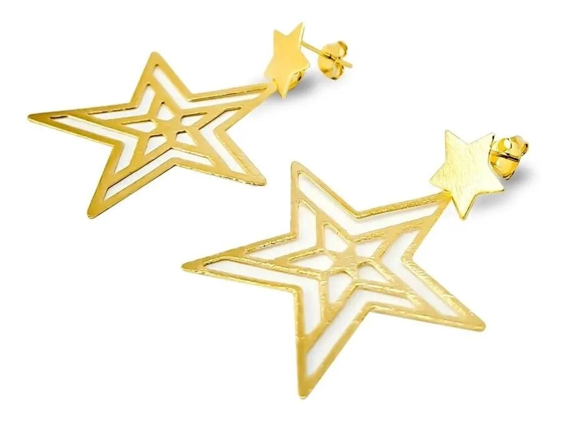 AROS DE ESTRELLAS ENCHAPADOS EN ORO 18K HIPOALERGE NICOS - 2