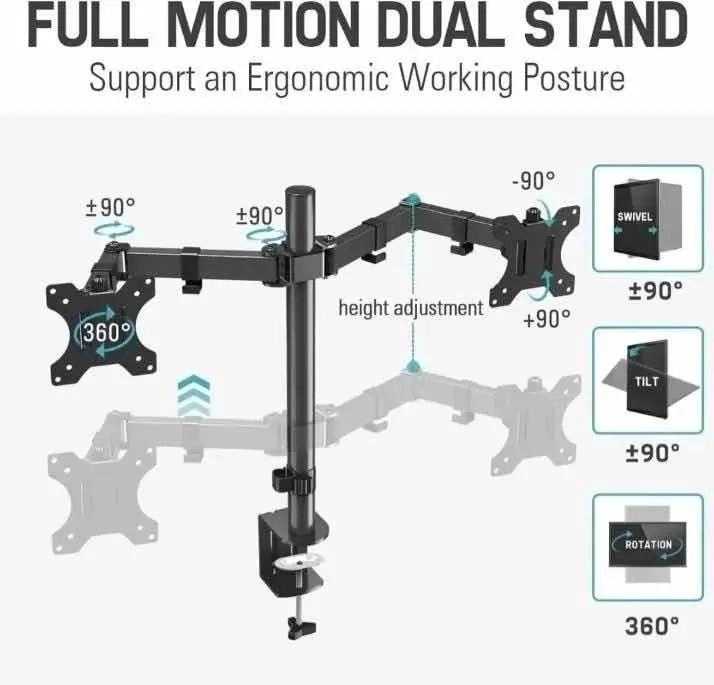 SOPORTE DOBLE ARTICULADO PARA MONITOR Y TV DE 15 A 33 PULGADAS - 6