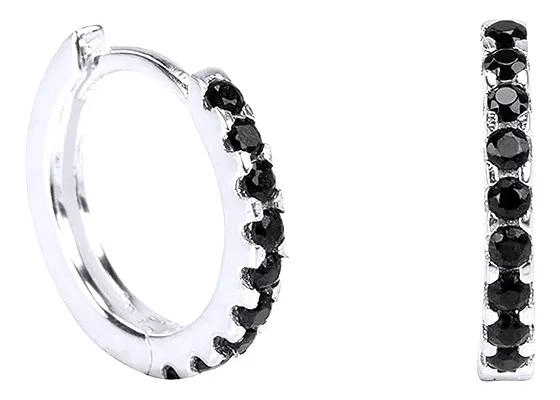 ARGOLLAS HUGGIES NEGRAS DE PLATA 925 PARA HOMBRE Y MUJER - 1