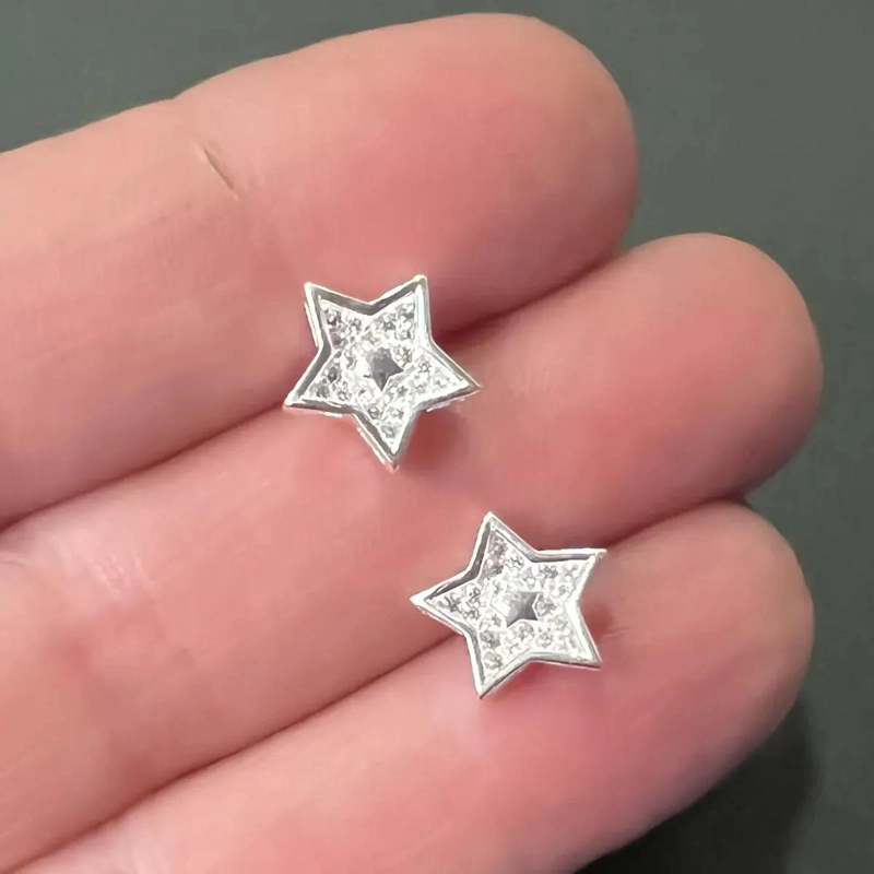 AROS ESTRELLA DE PLATA 925 CON MICROCIRCONES DE 10 MM - 2
