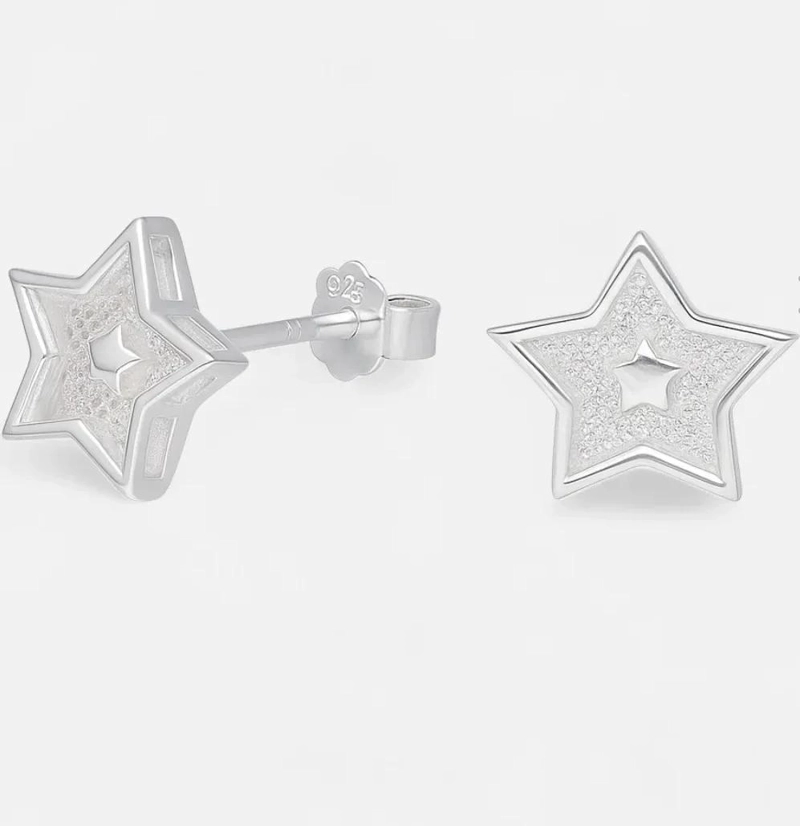 AROS ESTRELLA DE PLATA 925 CON MICROCIRCONES DE 10 MM - 5