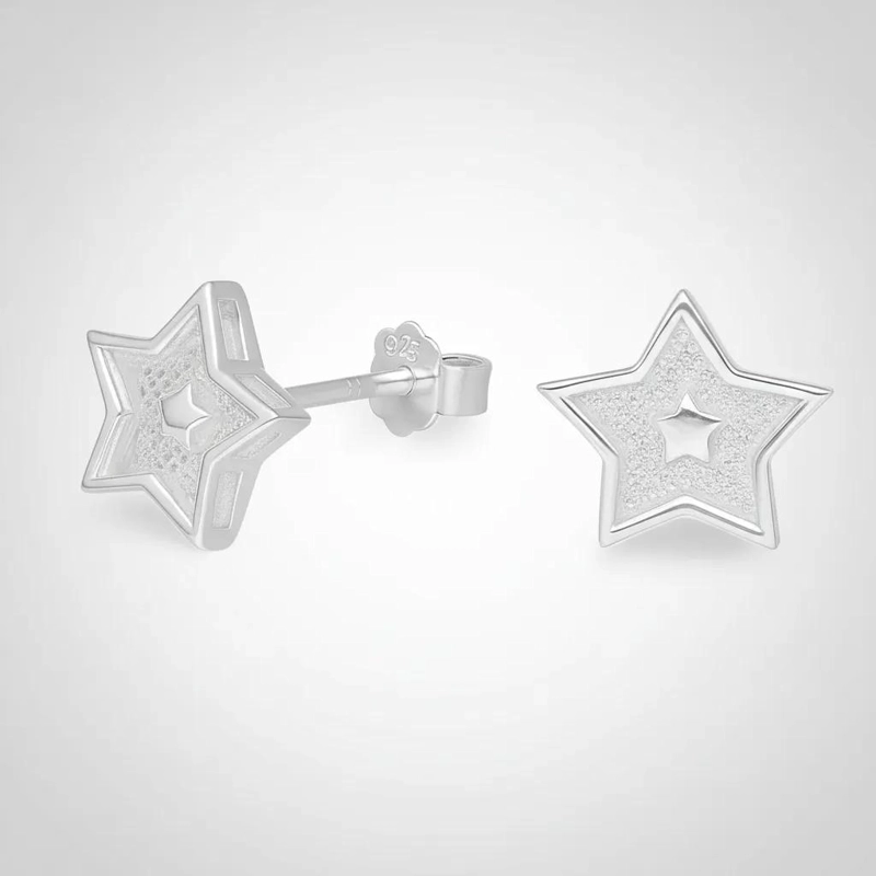 AROS ESTRELLA DE PLATA 925 CON MICROCIRCONES DE 10 MM - 7