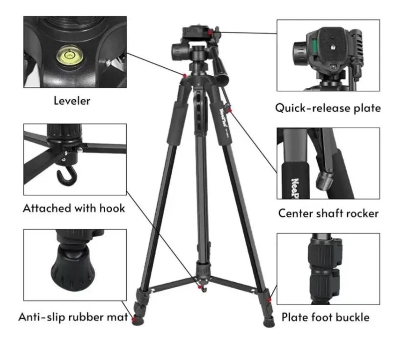 TRIPODE TELESCOPICO PROFESIONAL PARA FOTOGRAFIA Y VIDEO - 3