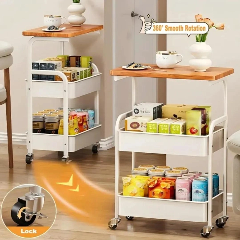 MUEBLE ORGANIZADOR DE BAÑO DE METAL Y MADERA COLOR BLANCO - 8