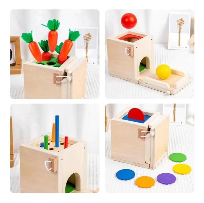 CUBO DIDACTICO INFANTIL DE MADERA MULTICOLOR PARA APRENDIZAJE - 4
