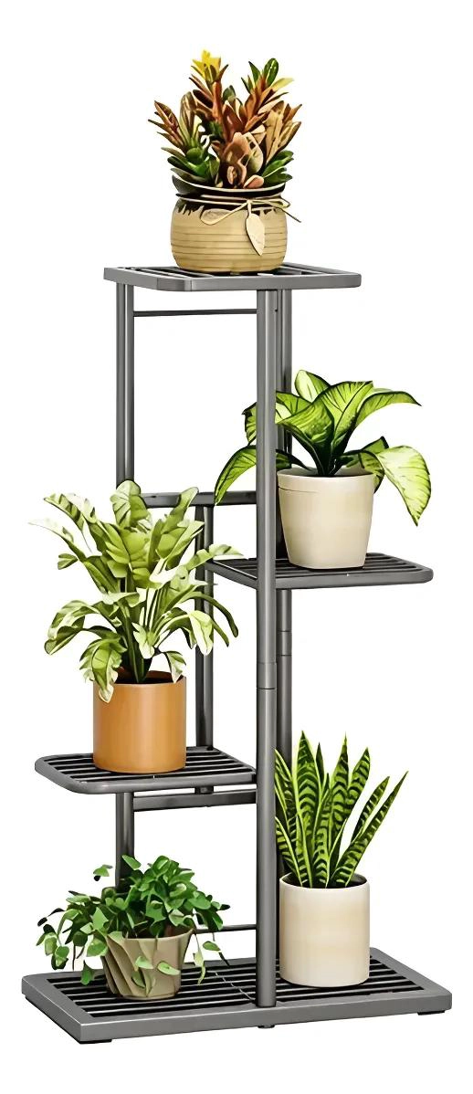 SOPORTE METALICO PARA 5 MACETAS JARDINERIA INTERIOR Y EXTERIOR - 1