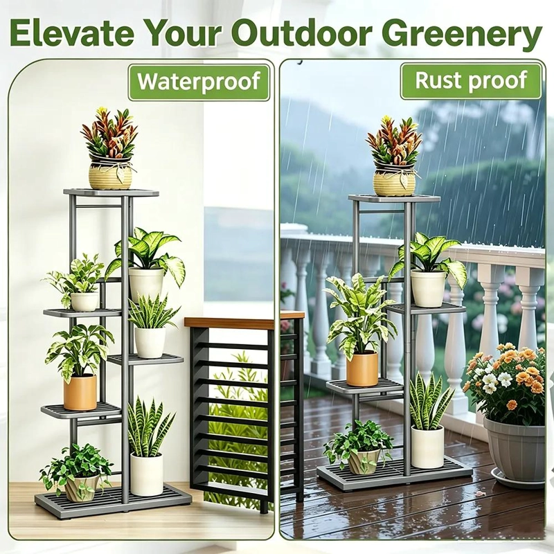 SOPORTE METALICO PARA 5 MACETAS JARDINERIA INTERIOR Y EXTERIOR - 3