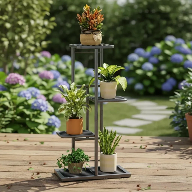 SOPORTE METALICO PARA 5 MACETAS JARDINERIA INTERIOR Y EXTERIOR - 6