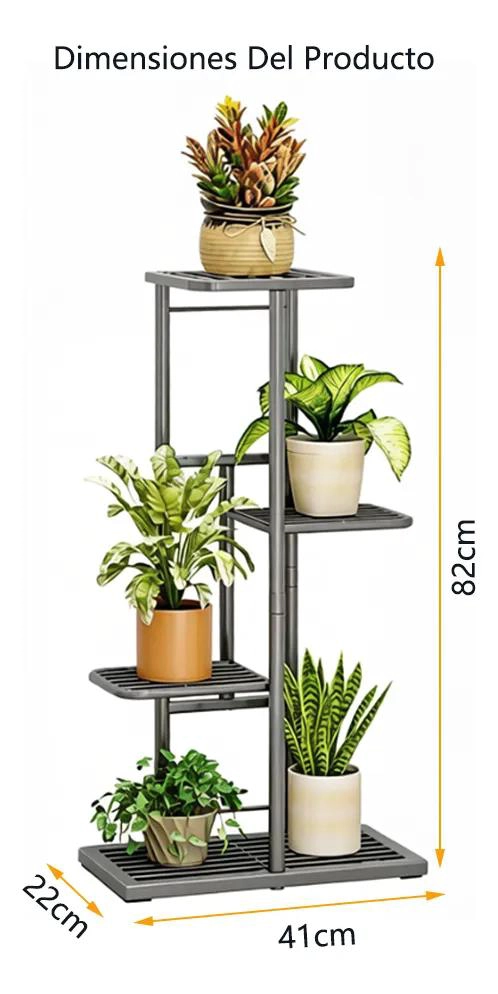 SOPORTE METALICO PARA 5 MACETAS JARDINERIA INTERIOR Y EXTERIOR - 9