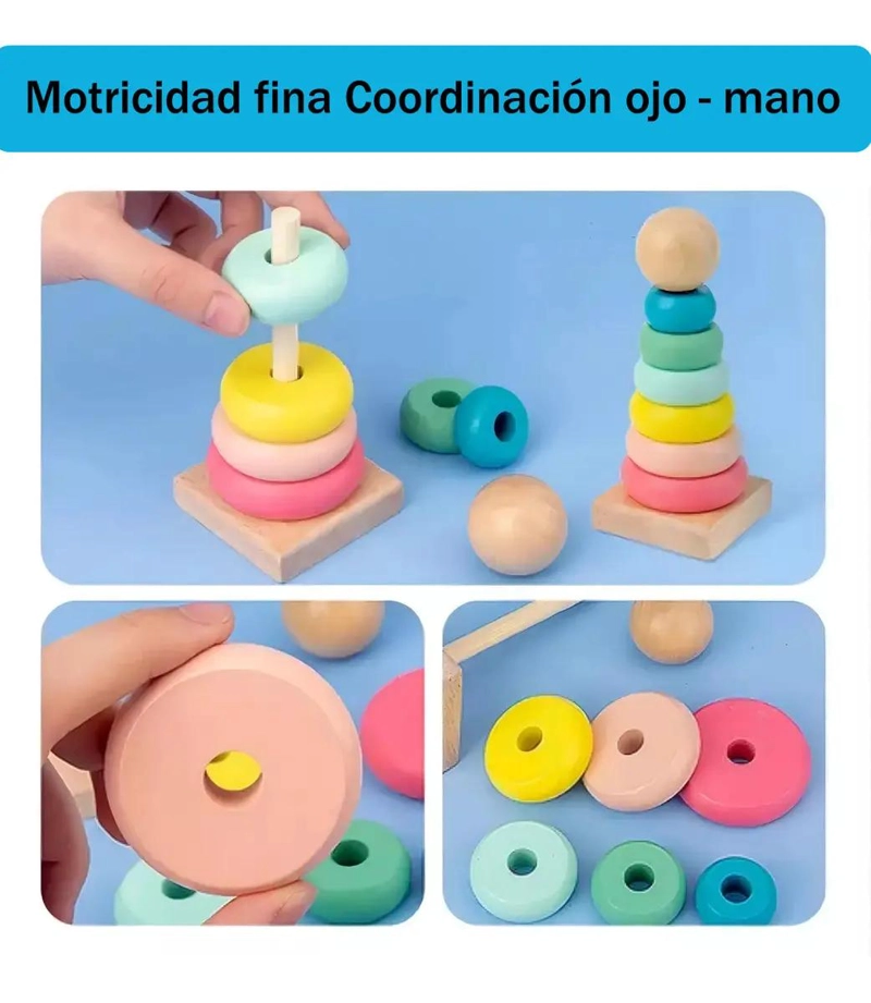 PACK DE 10 JUGUETES DIDACTICOS DE MADERA PARA NIÑOS - 7