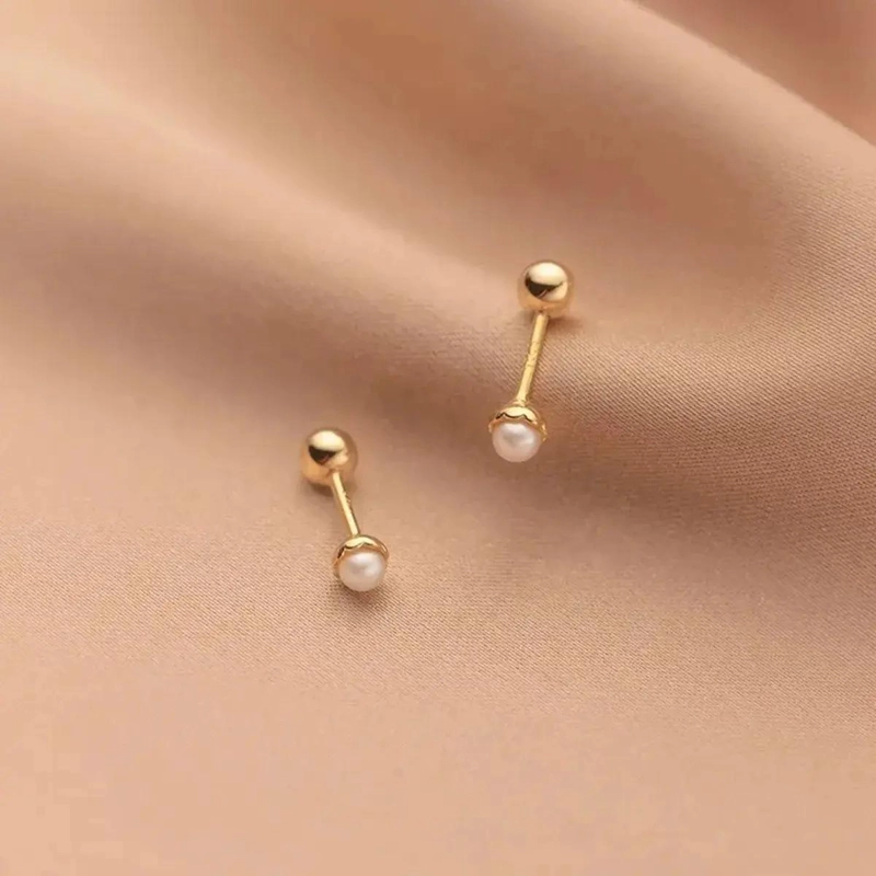 AROS ELEGANTES DE ORO DE 18 KILATES PARA BEBE S ATORNILLADOS - 5