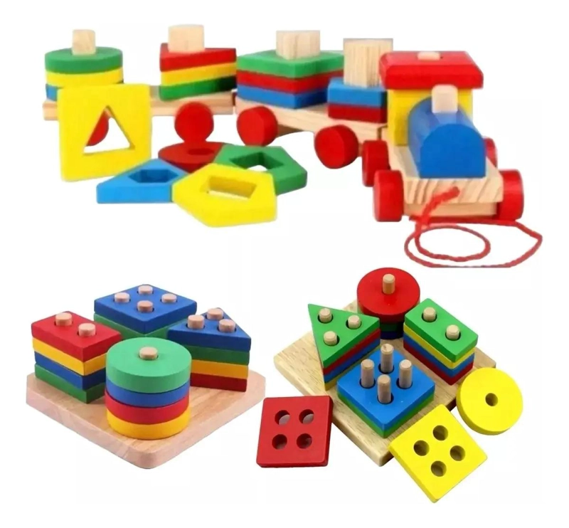 PACK DE 2 JUGUETES DE MADERA PARA DESARROLLO INFANTIL - 1