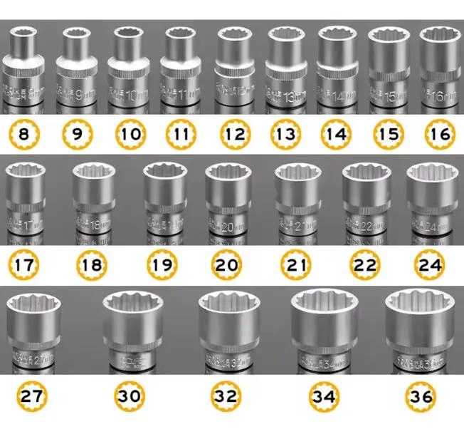 SET DE 21 DADOS POLIGONALES 8MM A 36MM - 5
