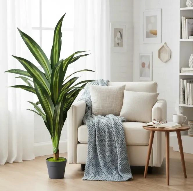 PLANTA ARTIFICIAL TIPO DRACAENA CON MACETERO PLASTICO DE 120 CM - 1
